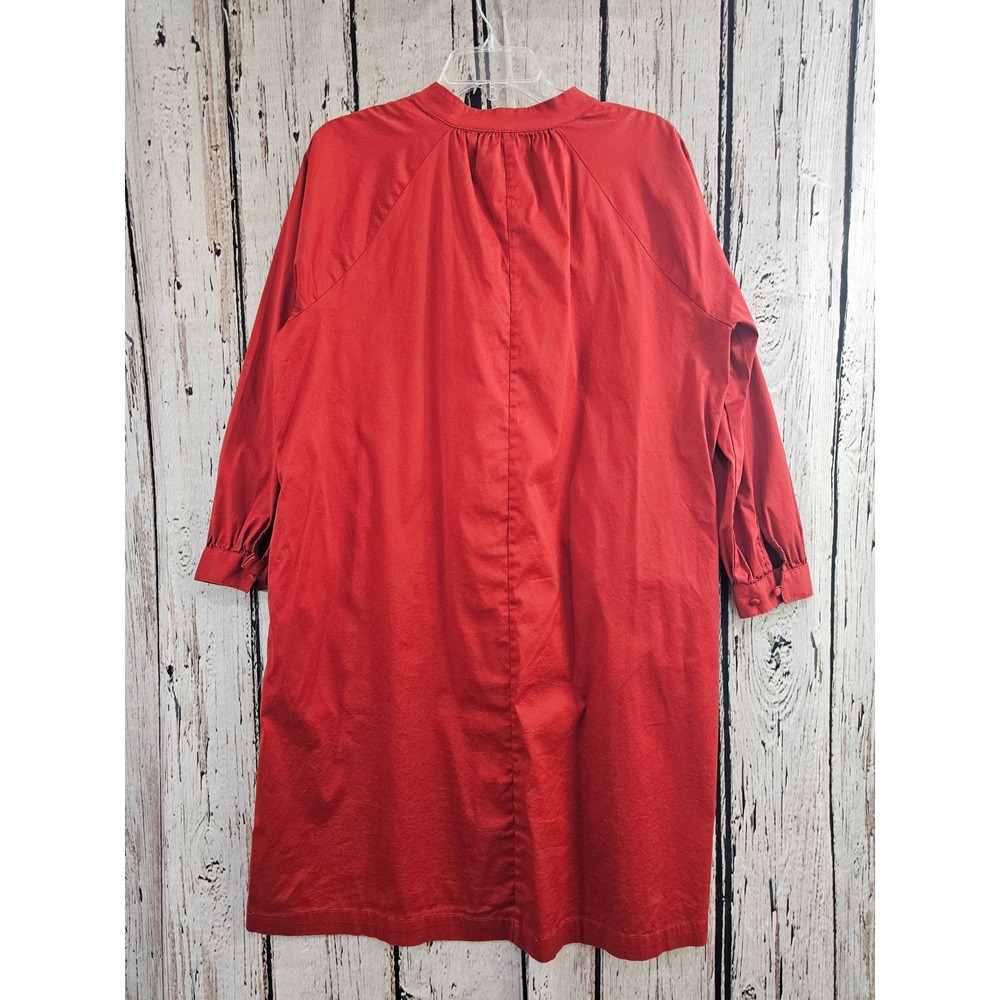 Chico's Shift Dress Women 1 8/10 Red Solid Tie Neck Pockets Cotton Blend Stretch - Picture 4 of 5